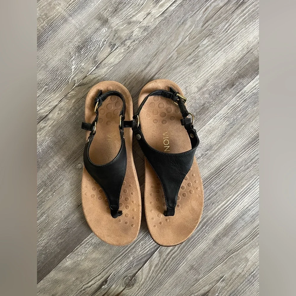 Vionic Kirra Black Leather Sandals - Picture 11 of 12